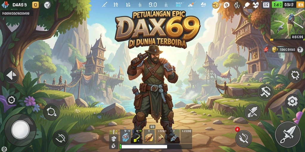 Gameplay DAX69 menunjukkan petualangan di dunia terbuka yang luas.