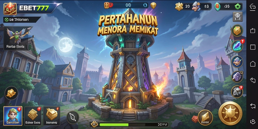 Gameplay menara pertahanan yang seru dan menantang.