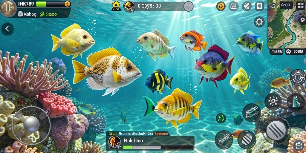 Tampilan gameplay seru dalam permainan Tembak Ikan INK789.