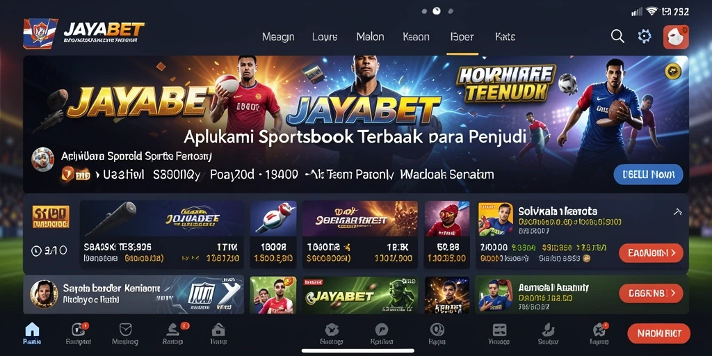 Screenshot utama JAYABET menampilkan antarmuka taruhan olahraga yang menarik.