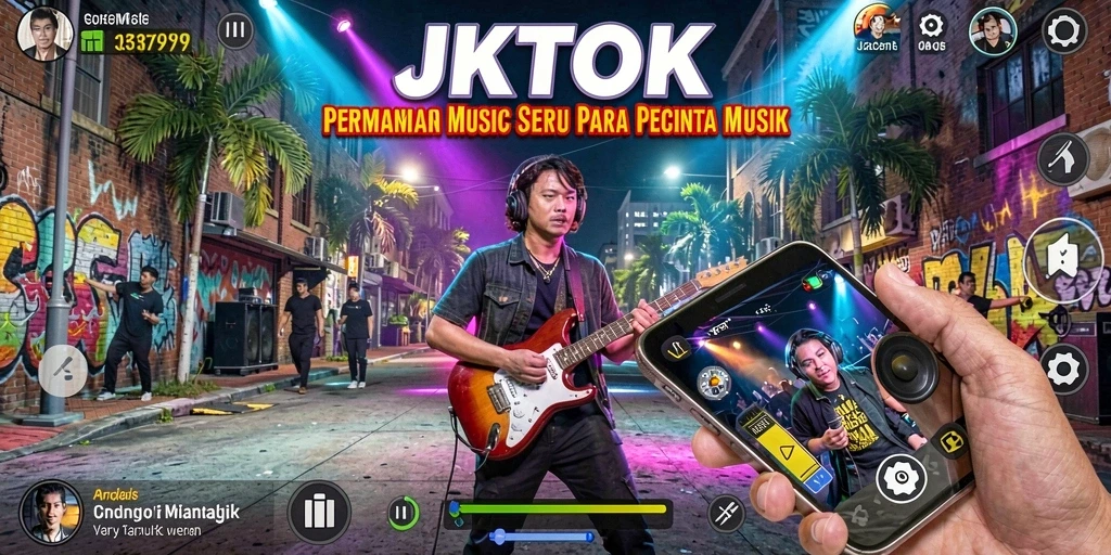 Tampilan gameplay menarik JKTOK saat bermain musik.
