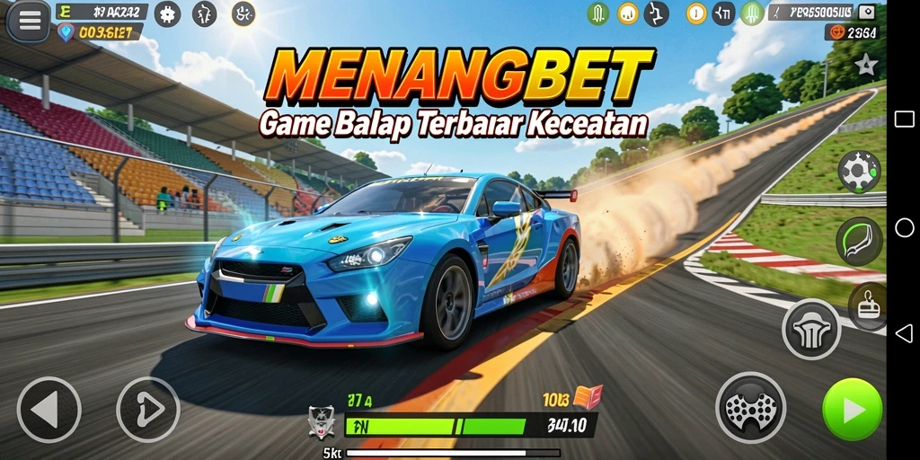 Gameplay seru di trek balap kompetitif MENANGBET.