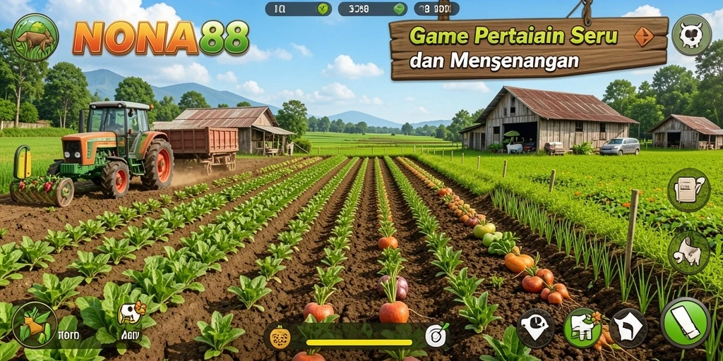 Screenshot NONA88 menampilkan gameplay seru bertani.