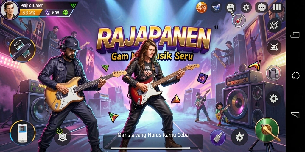 Screenshot gameplay RAJAPANEN yang menampilkan serunya bermain musik.