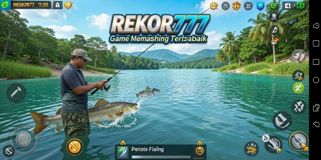 Tampilan gameplay <strong>REKOR777</strong> yang menarik dengan berbagai lokasi memancing.