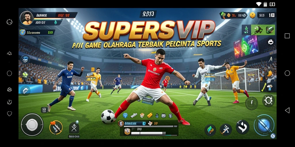Tampilan gameplay menarik dari SUPERSVIP yang menunjukkan pertandingan olahraga.